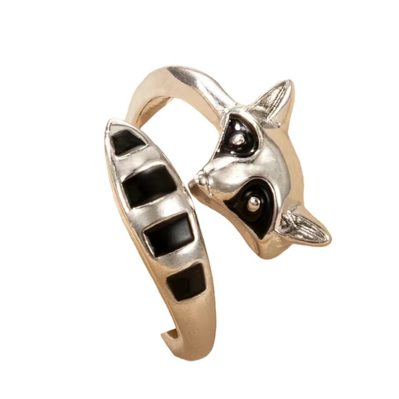 Silver and Black Raccoon Adjustable Wrap Ring - Picture 4 of 4